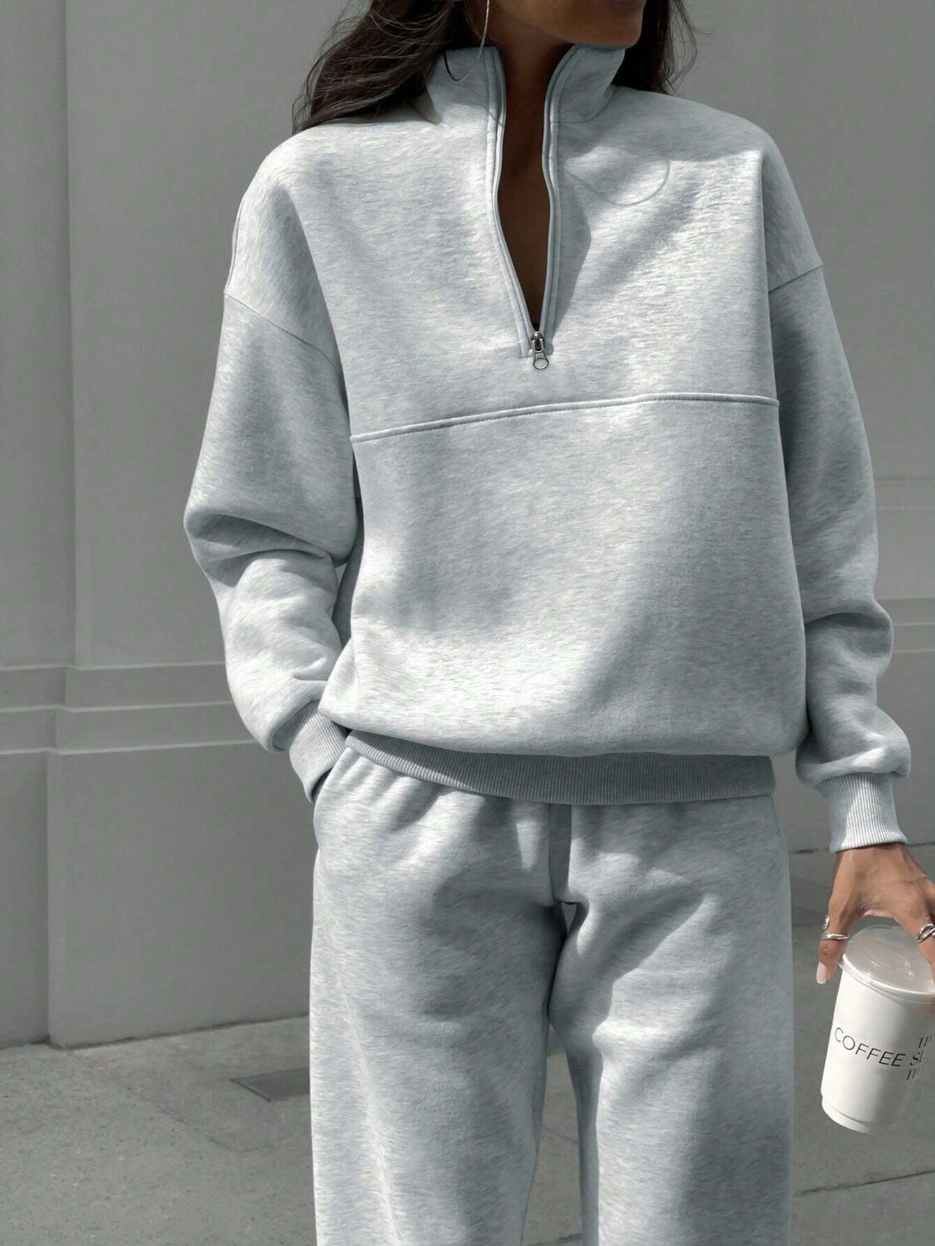 Long-sleeved Sports Sweatshirt Suit Fashion Stand-up Collar Zip-up Top And Elastic Band Trousers With Pocket Srping Fall Clothing For Women