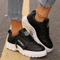 Lace-up Sports Shoes With Side-Zipper Design Fashion Thick-soled Round-toe Casual Shoes For Women Sneakers