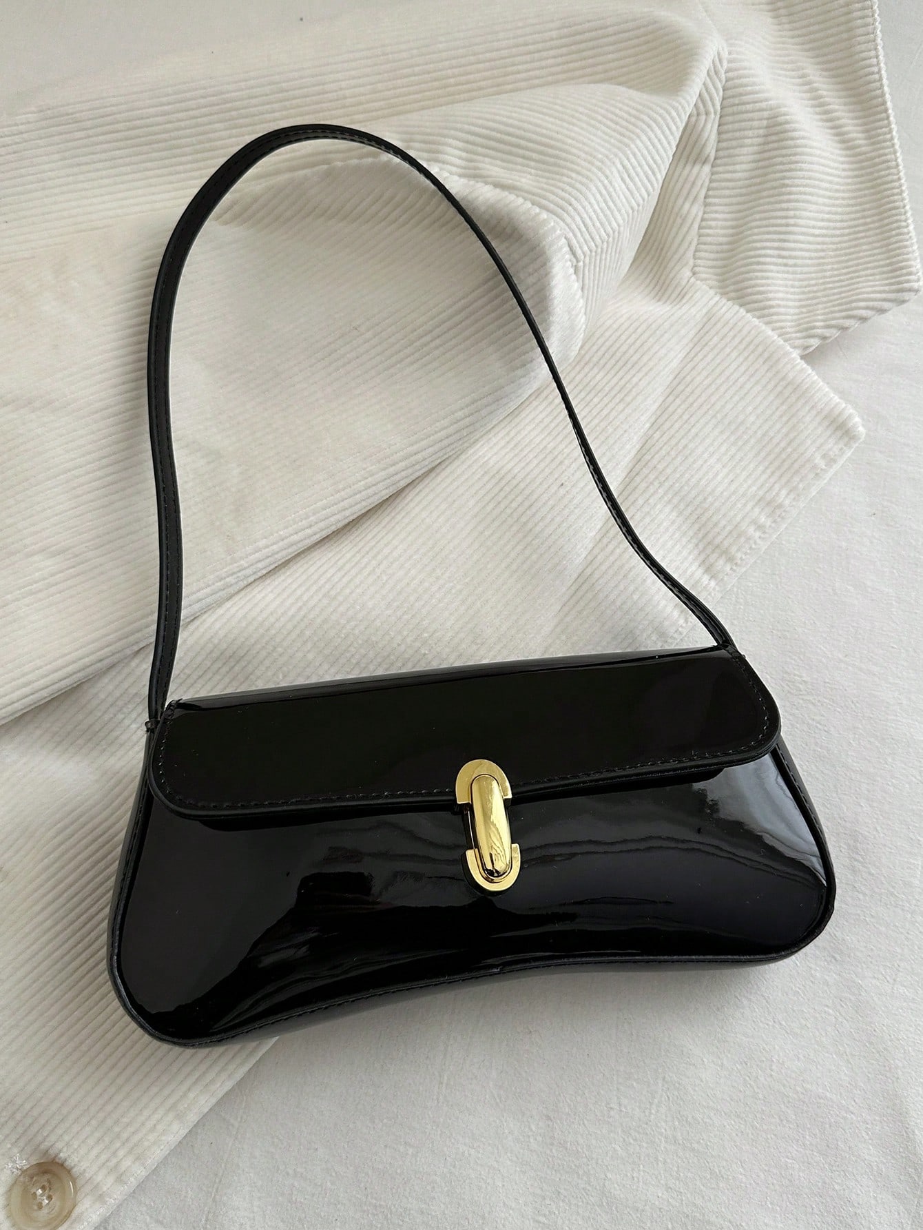 1743042087a7b226793b76bda8859cd1d9900cbd9a.jpg Women's Vintage Faux Oiled Artificial Leather Flap Decor One Shoulder Underarm Bag, Suitable For Dating, Outing, Party - Image 2