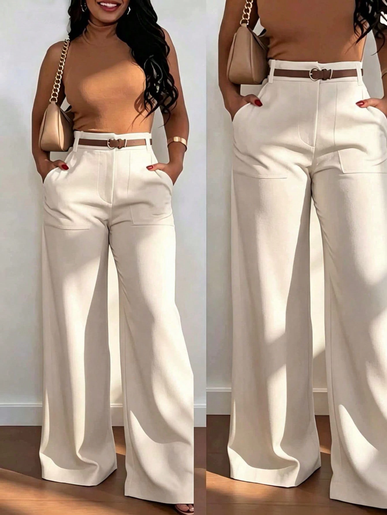 1778919853c25c17429bca5c961a9ed73b532db1f0.jpg Women's Fashionable High Waist Straight Leg Loose Casual Pants Spring - Image 2