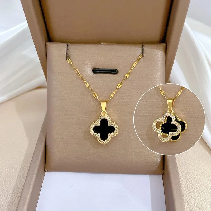 Black Clover Diamond Choker — Gold Titanium Steel - Image 2