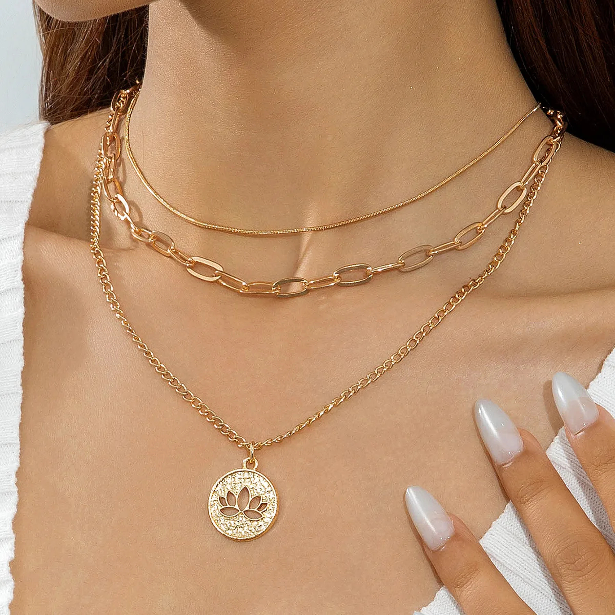 Gold Pendant Necklace — Natural Stone Sweater Chain - Image 2