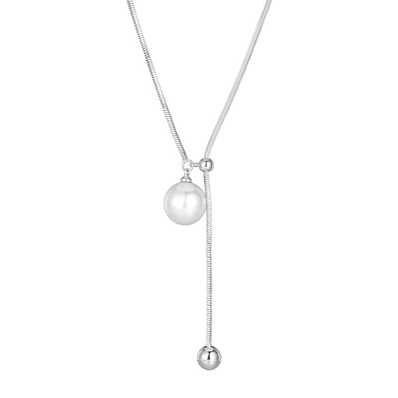 Silver Sweater Chain — Light Luxury Long Necklace - Image 2