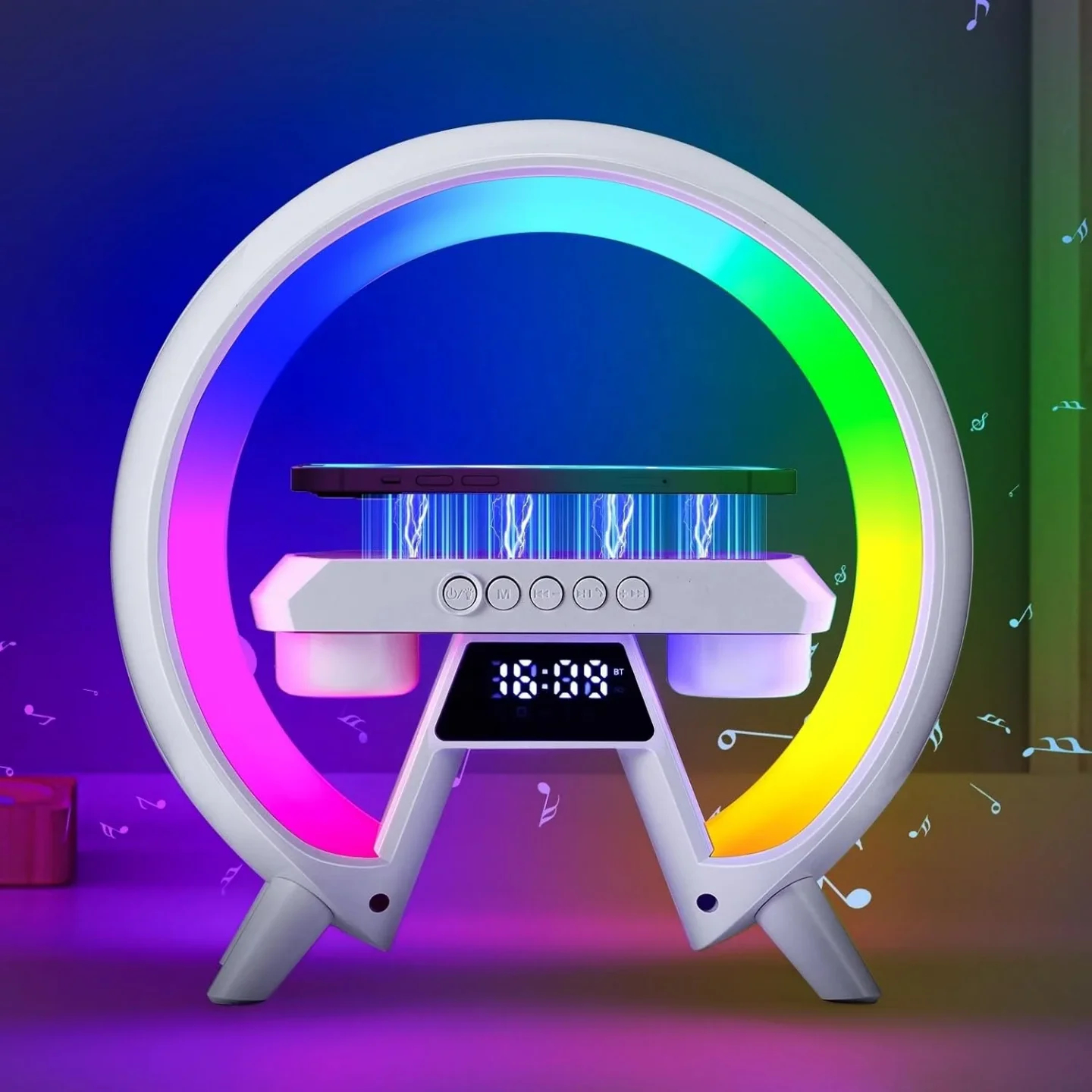 4-in-1 Speaker with Wireless Charger & LED Clock - Image 2