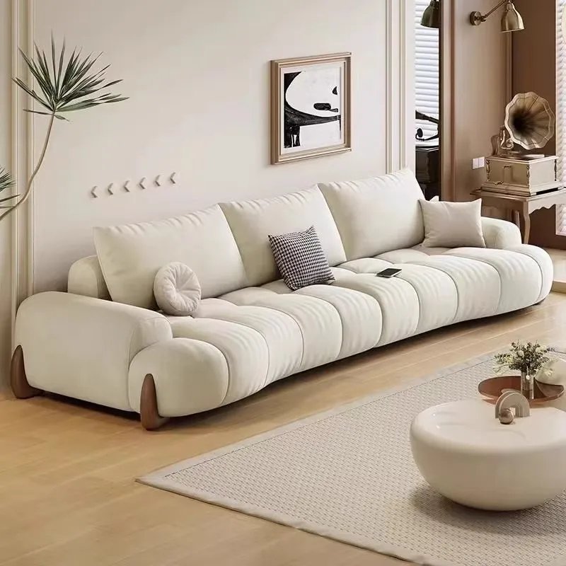 New Cream Style Curved Cloud Sofa - Cat Scratch Resistant Fabric, Modern Minimalist Design for Small Living Room - Image 2